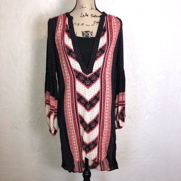 Free People Peace Maker Black Combo Dress Fishtail - Picture 3 of 8